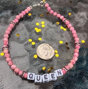 Queen Ankle Bracelet in Pink hand-made
